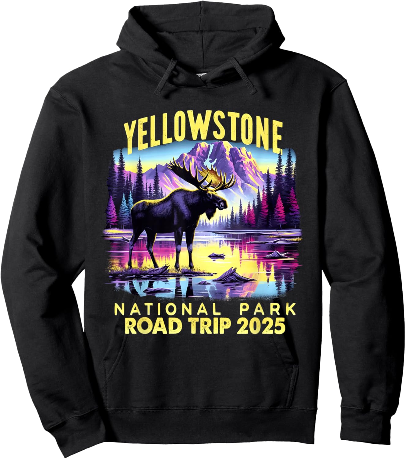 Yellowstone Road Trip 2025 Nature Adventure Souvenir Costume Hoodie - Hoodie | Black