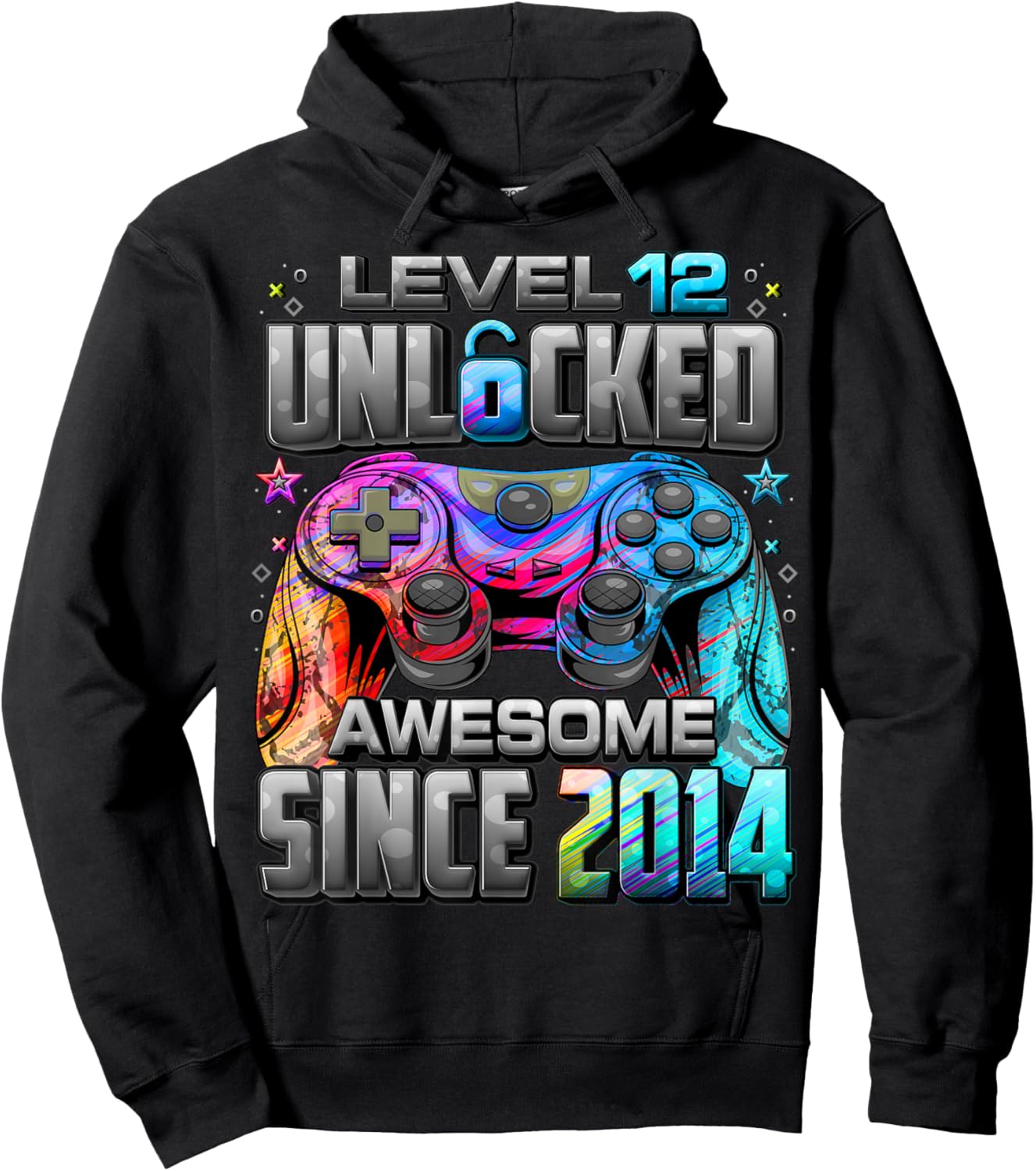 Level 12 Unlocked Awesome Since 2014 12th Birthday Gaming Hoodie - Hoodie | Black