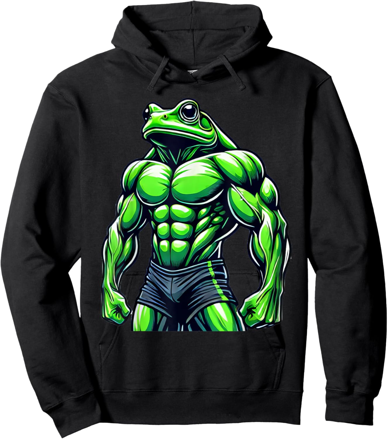 Muscular Frog Powerlifting Weightlifting Gym Workout Hoodie - Hoodie | Black