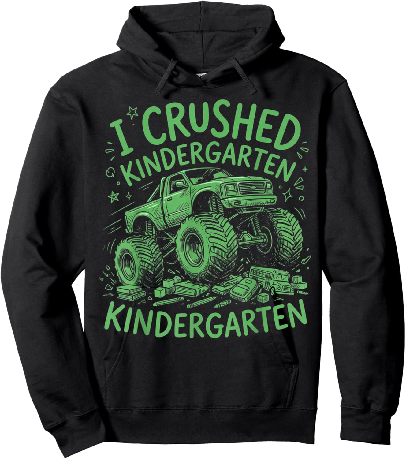 I Crushed Kindergarten Monster Truck Graduation Boys Hoodie - Hoodie | Black