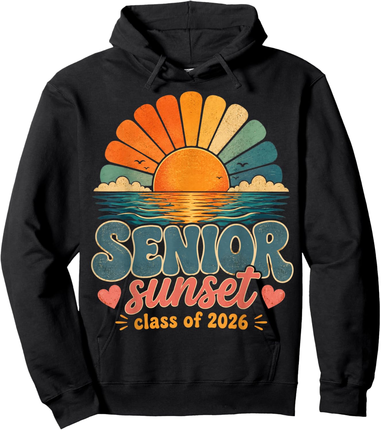 Senior Sunset Class of 2026 Retro Graduation Hoodie - Hoodie | Black