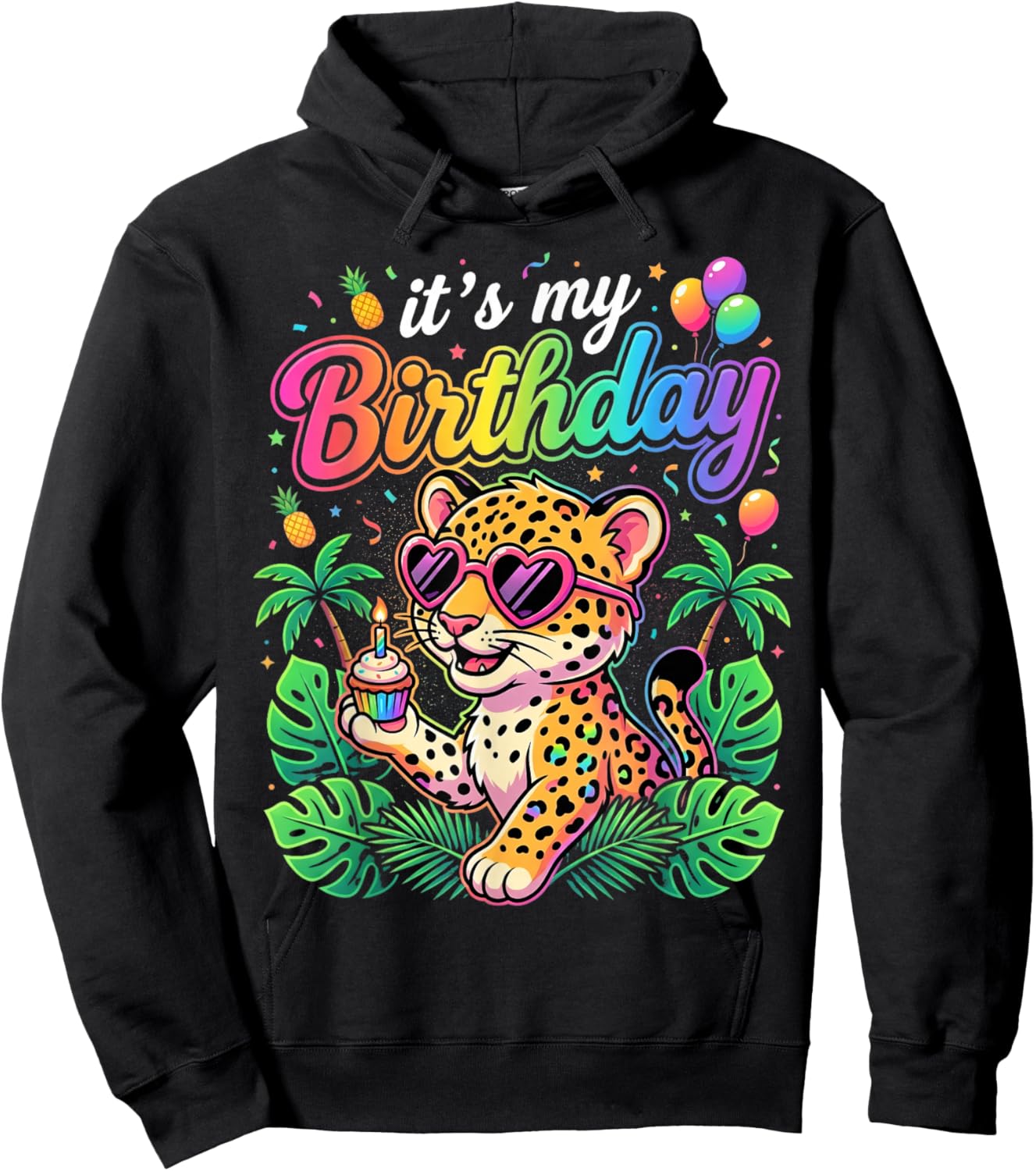 It's My Birthday Zoo Animals Leopard Cheetah Birthday Party Hoodie - Hoodie | Black