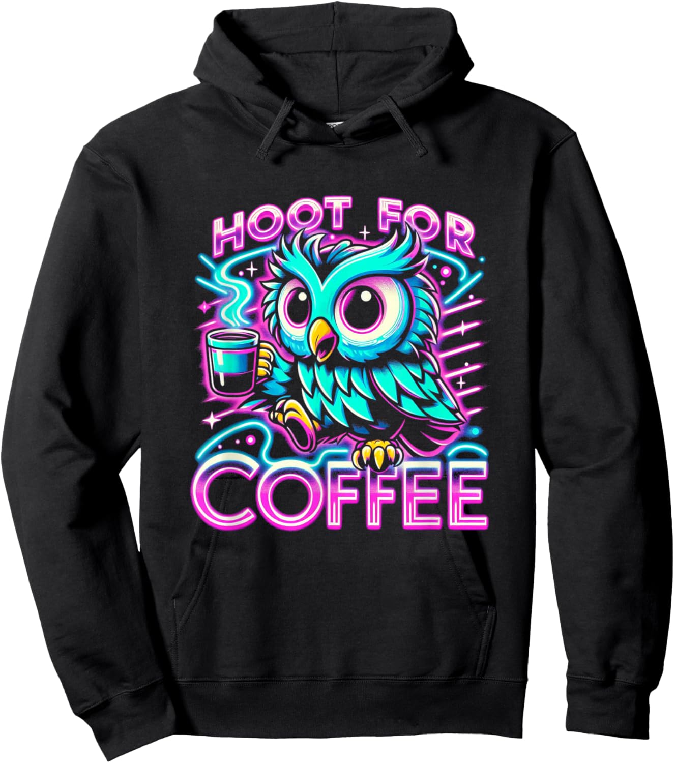 Funny Owl Design Hoot For Coffee Hoodie - Hoodie | Black