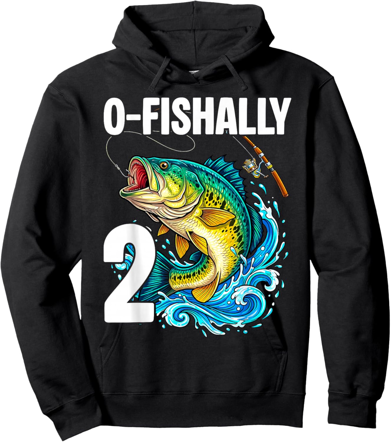 O-Fishally 2 Years Old Fisherman 2nd Birthday Fishing Hoodie - Hoodie | Black