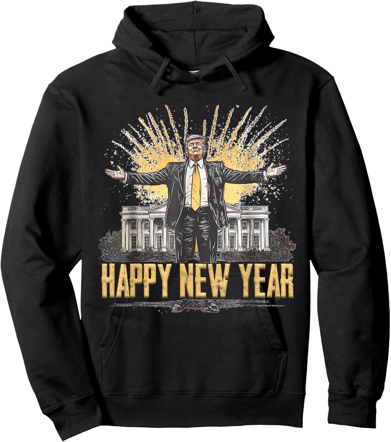 Happy New Year Party 2025 Trump 2024 Take America Back Hoodie - Hoodie | Black