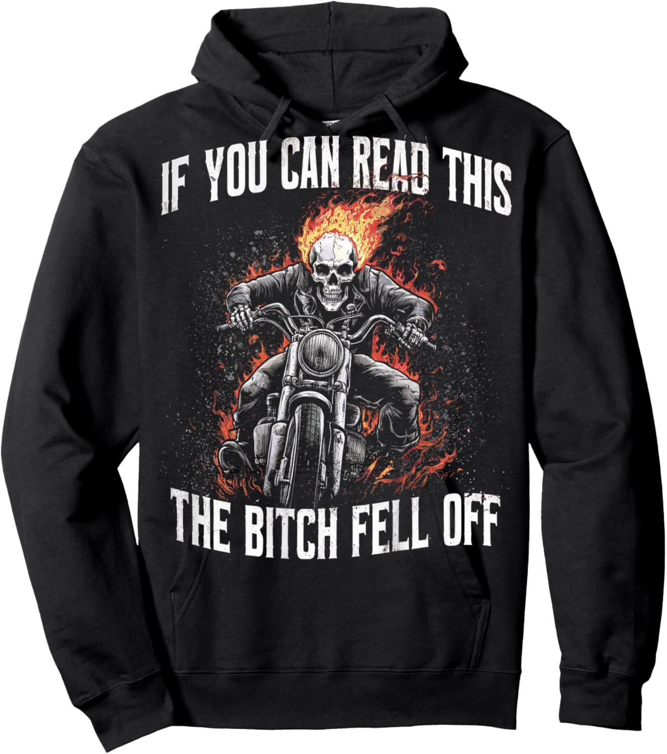 Funny Motocross Dirt Bike Bikers Awesome Motorbike If You Can Read This The Bitch Fell Off Biker Back Print -Adults Black Small Modern Letter Print Birthday Motocross Hoodie - Hoodie | Black