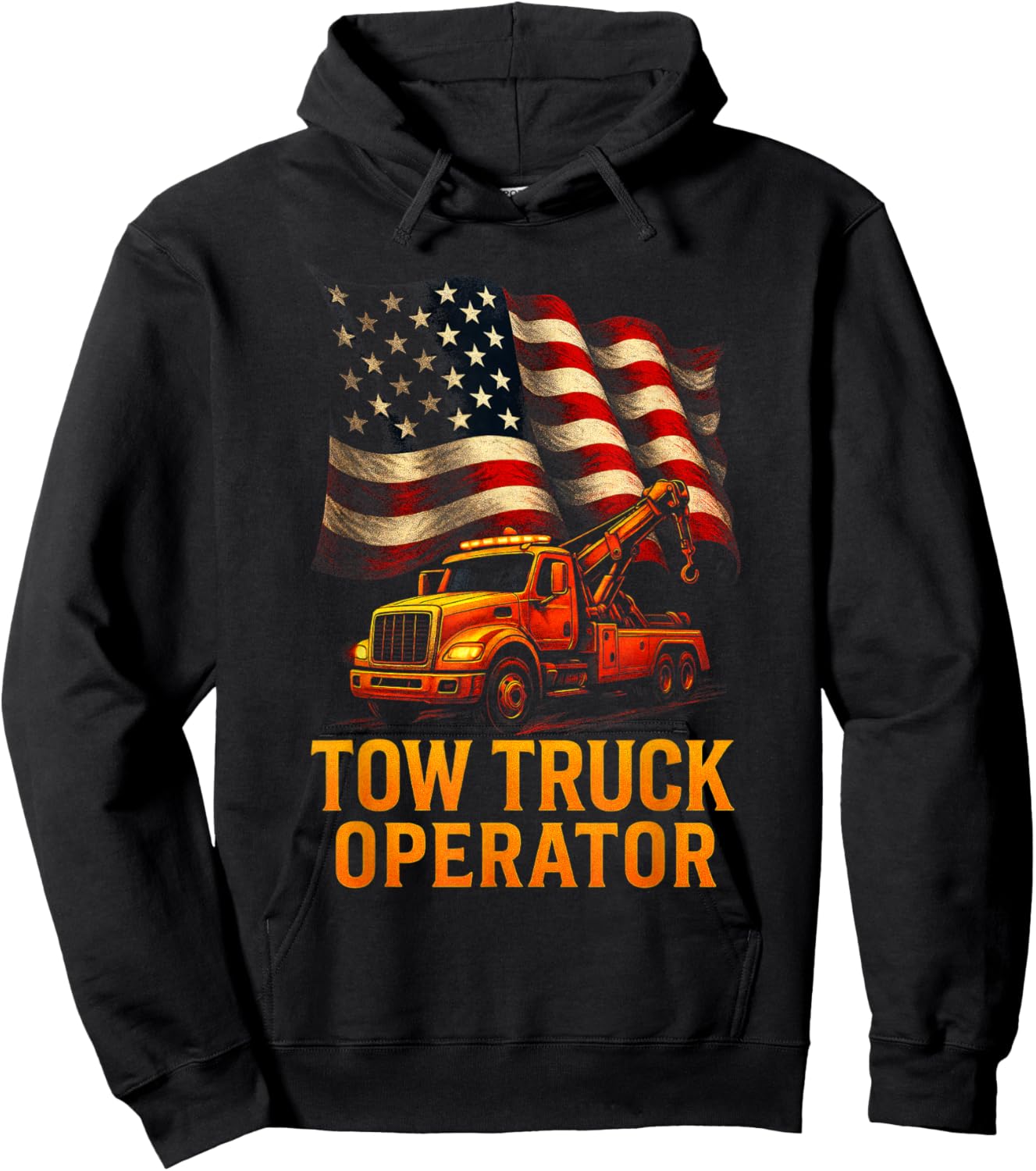 Tow Truck Operator - American Flag Hoodie - Hoodie | Black