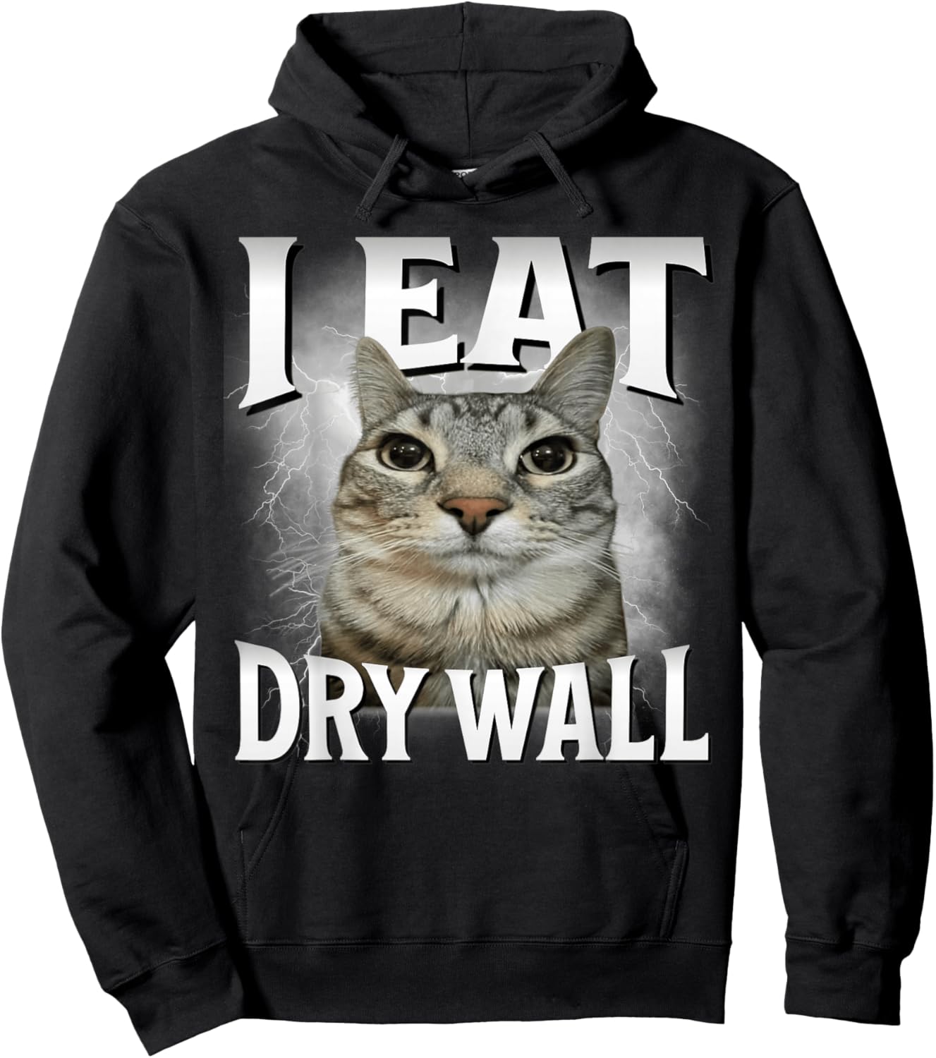 I Eat Dry Wall - Cat Meme Funny Men Women Kids Funny Hoodie - Hoodie | Black