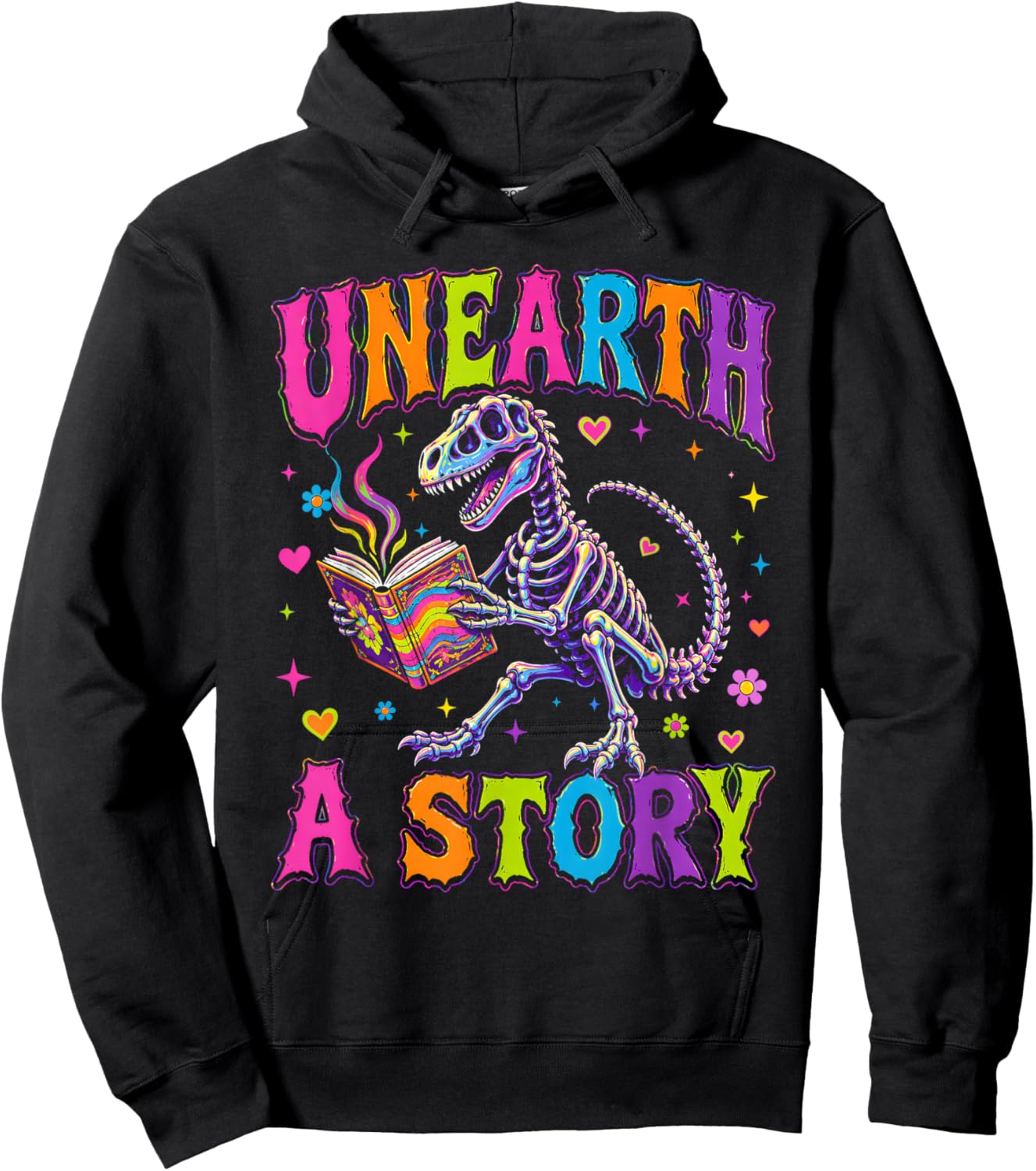 Funny Unearth a Story Dinosaurs Summer Reading 2026 Hoodie - Hoodie | Black