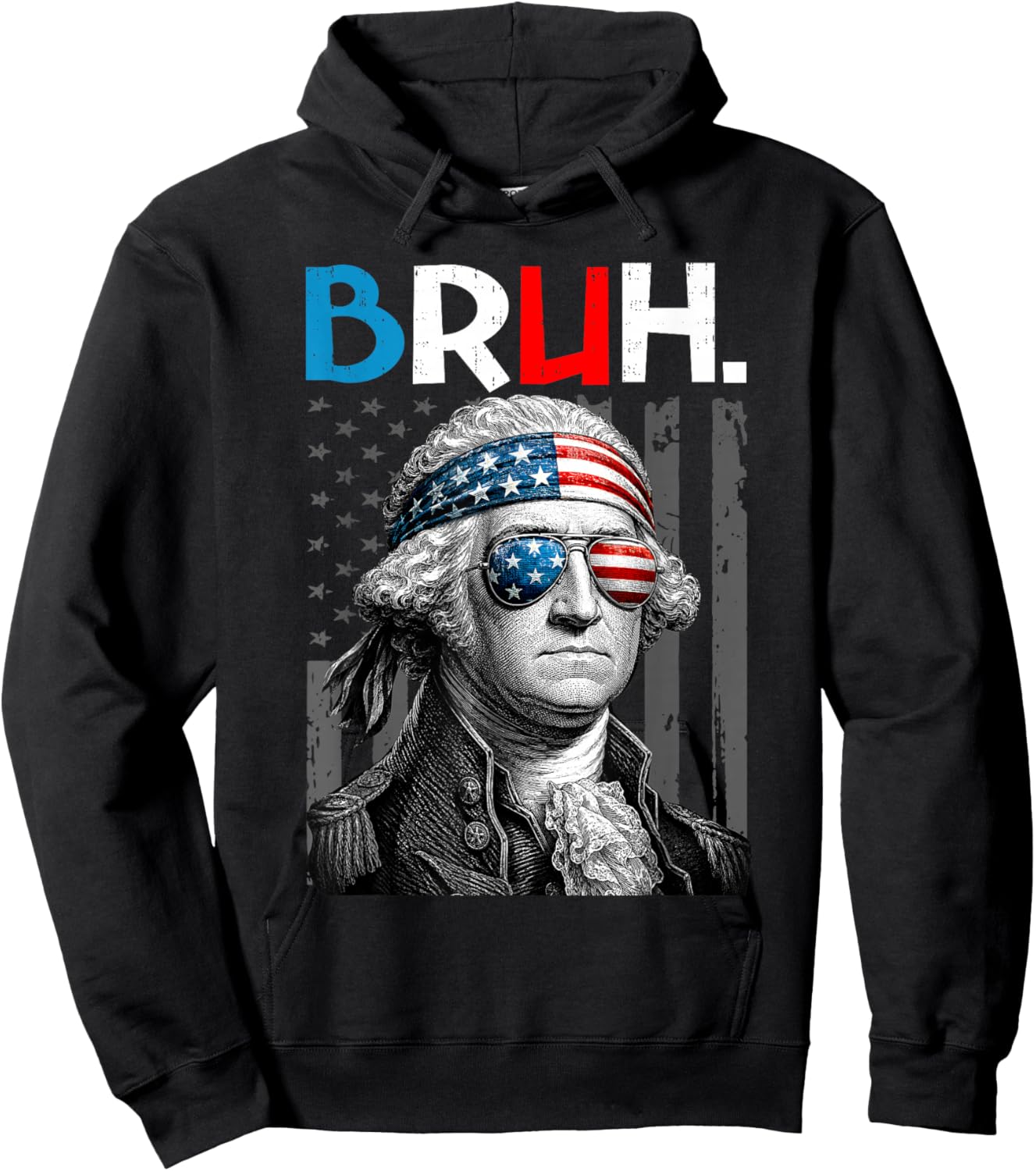 Fourth of July George Washington Bruh USA Men Boys Youth Hoodie - Hoodie | Black