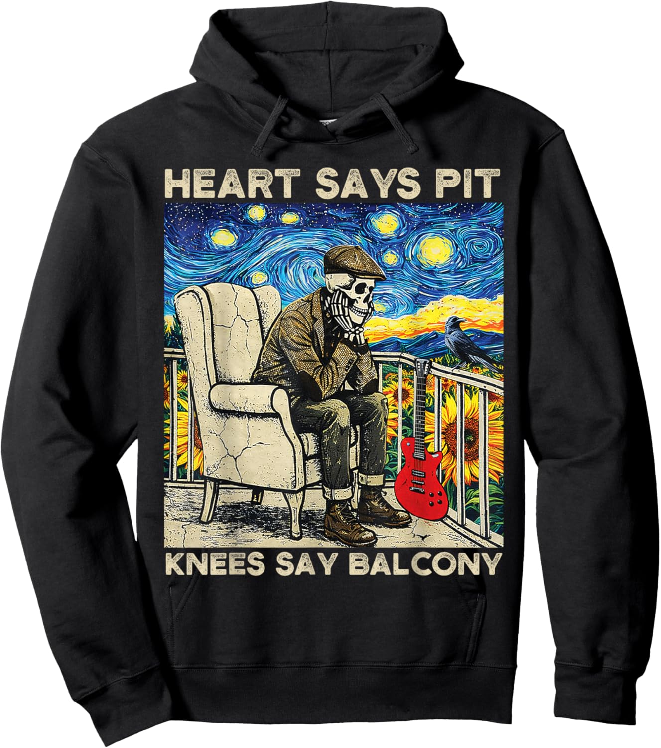 Heart Says Pit Knees Say Balcony Men Hoodie - Hoodie | Black