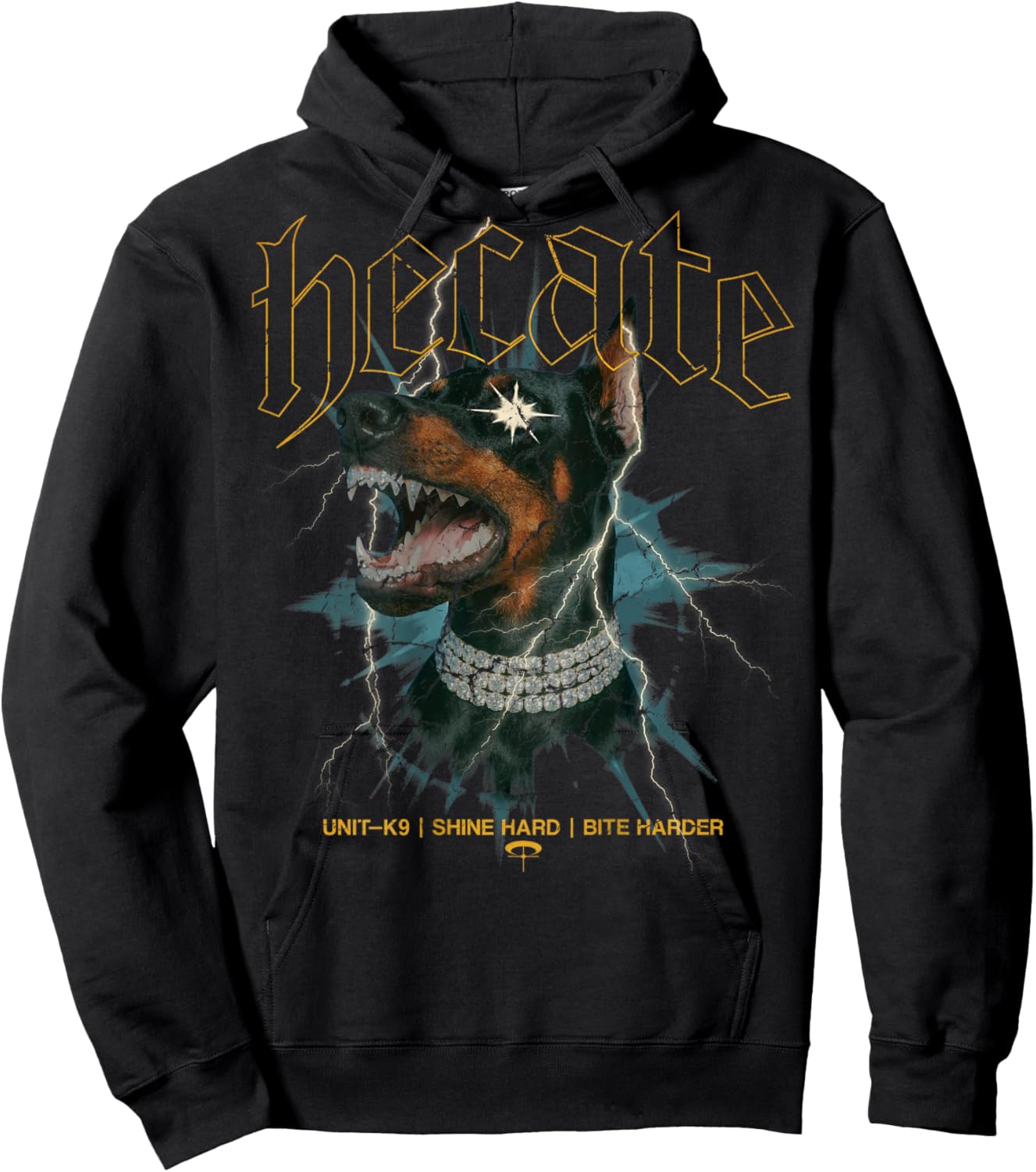 Doberman Dog Vintage Streetwear Urban Hip Hop Y2K (ON Back) Hoodie - Hoodie | Black