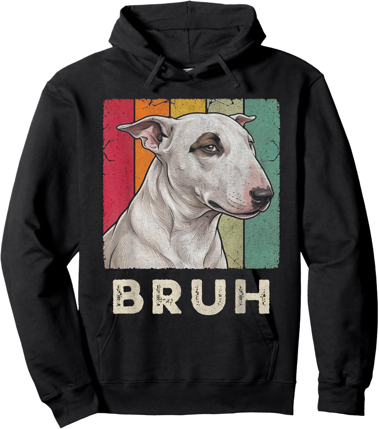 Bull Terrier Bruh Dog Retro Vintage Distressed Hoodie - Hoodie | Black