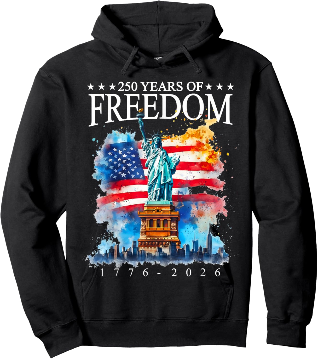 4th of July American Flag Vintage 250 Years 1776 2026 USA Hoodie - Hoodie | Black