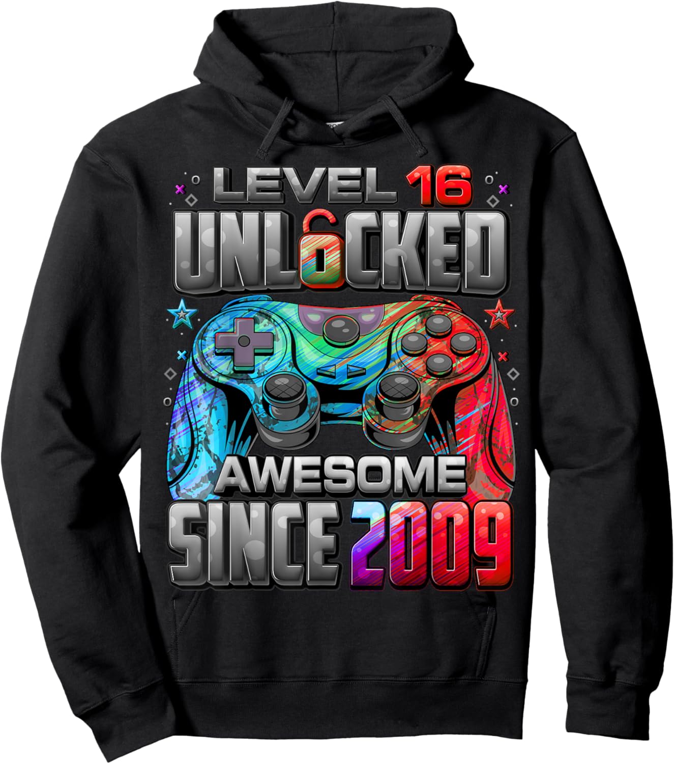 Level 16 Unlocked Awesome Since 2009 16th Birthday Gaming Hoodie - Hoodie | Black