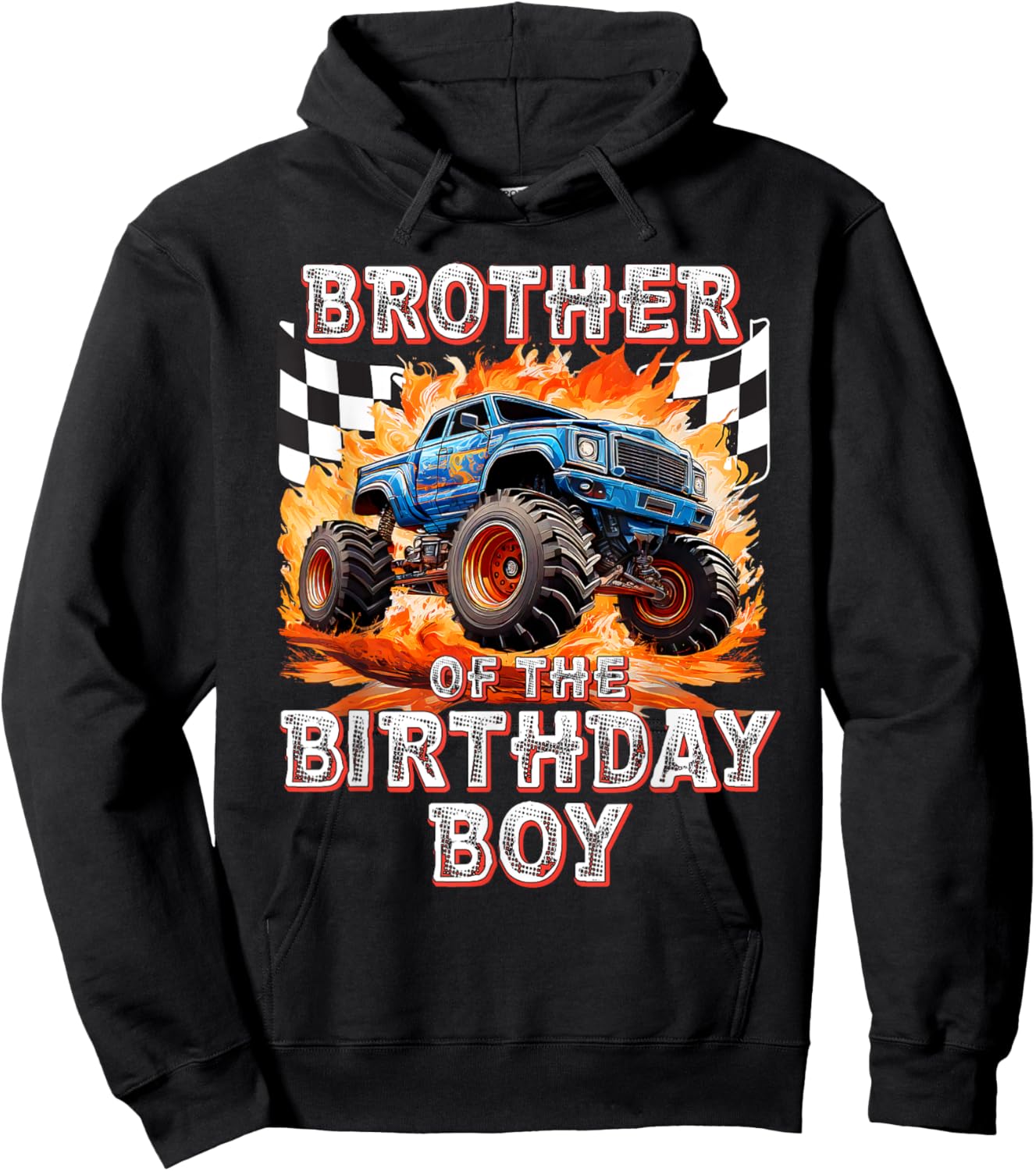 Brother of the Birthday Boy Monster Truck Birthday Hoodie - Hoodie | Black