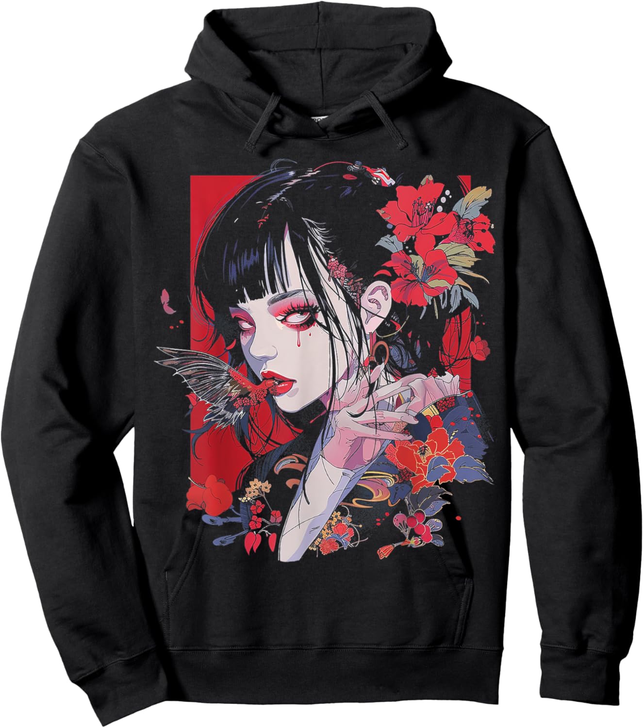 Anime Manga Motif Illustration Anime Hoodie - Hoodie | Black