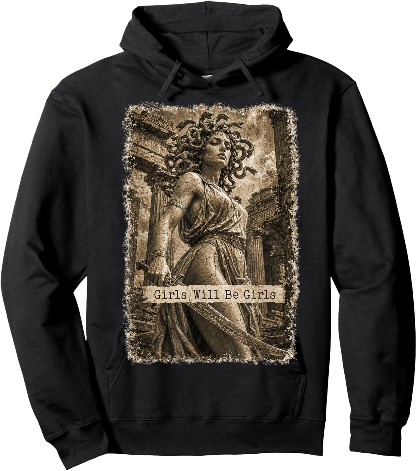 Girl Will Be Girls Medusa Feminist Witch Monster Halloween Hoodie - Hoodie | Black