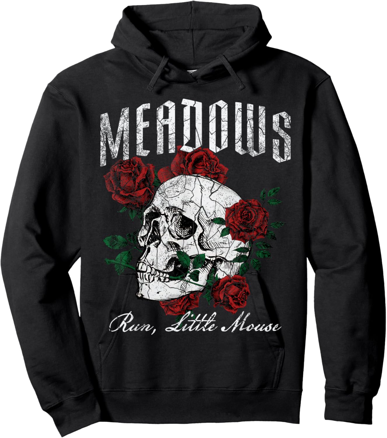 Retro Meadows Run Little Mouse Funny Skeleton Rose Bookish Hoodie - Hoodie | Black