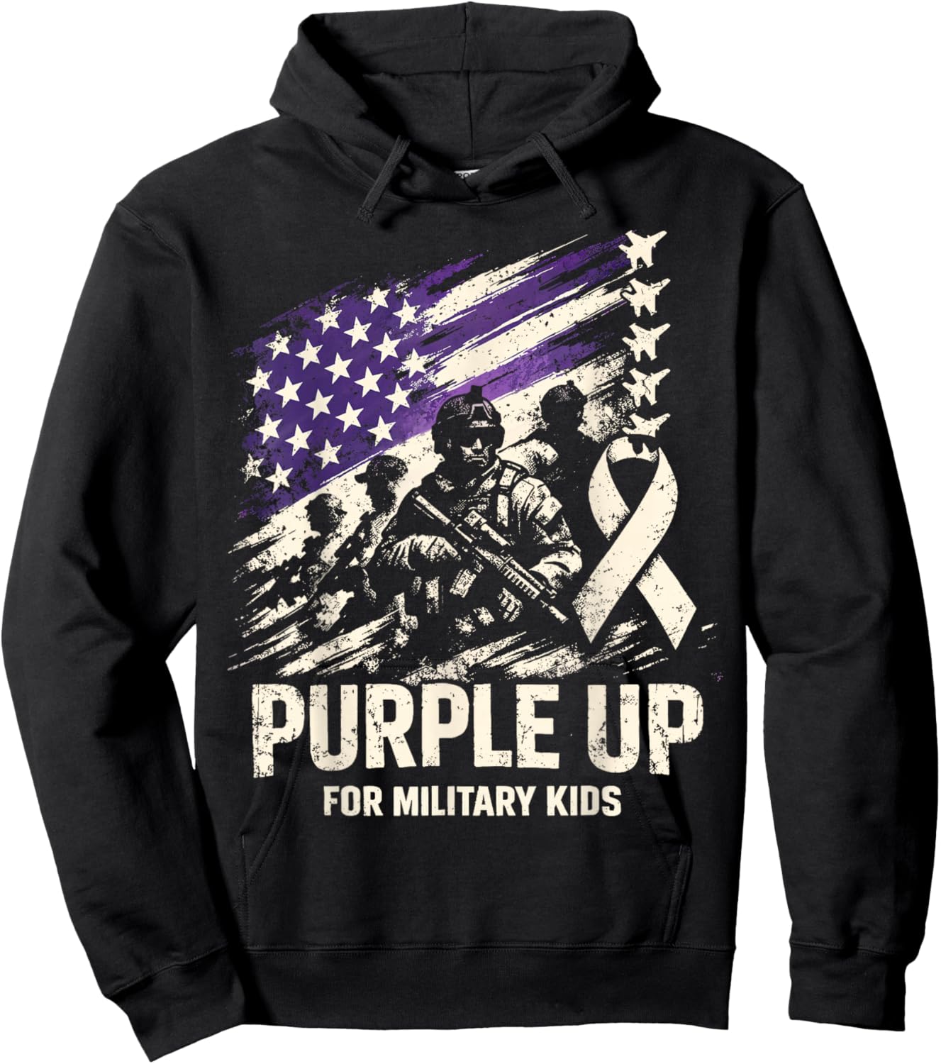 Purple Up for Military Kids Month of The Military Child Hoodie - Hoodie | Black