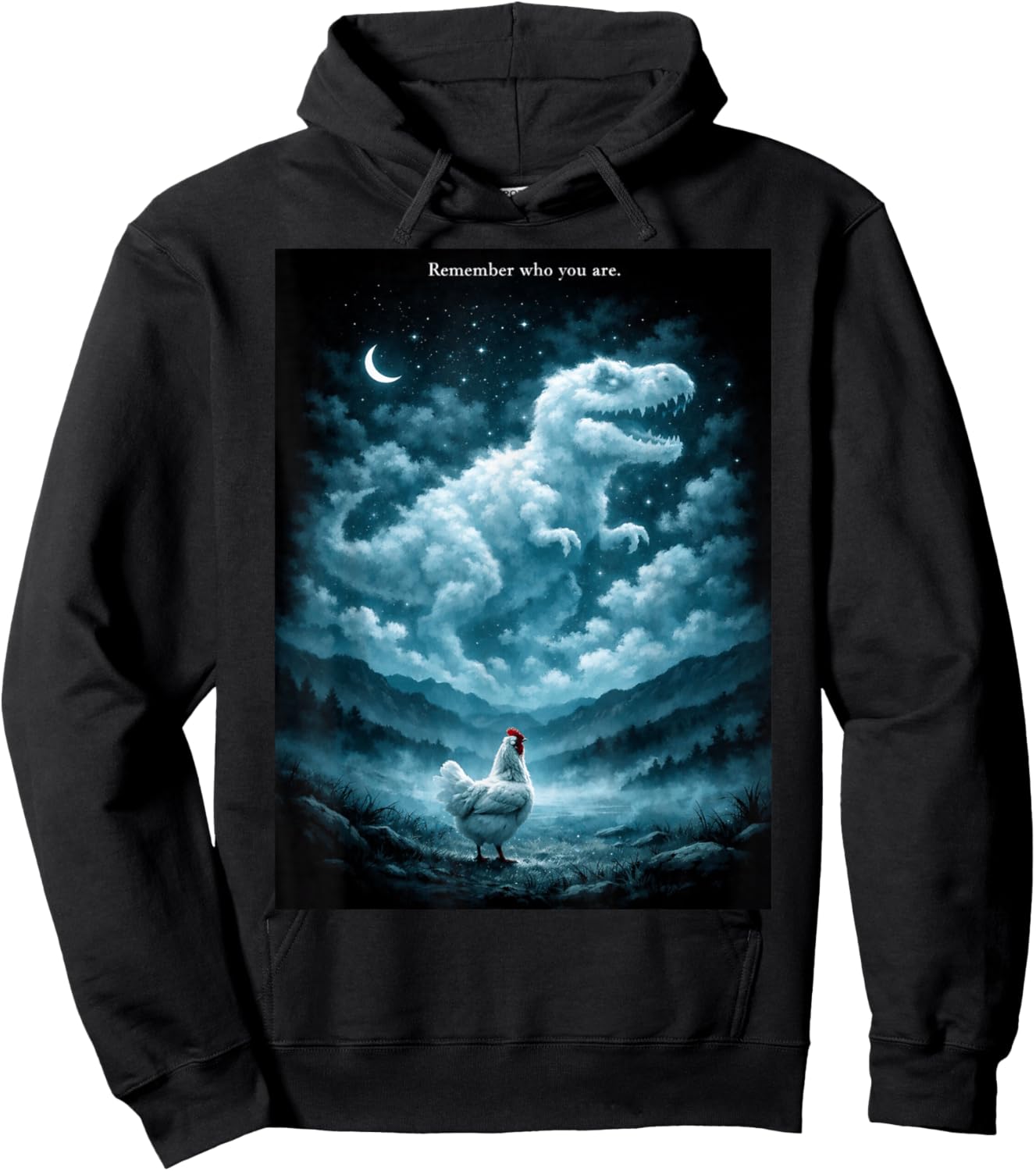 Remember Who You are Funny Evolution Meme Chicken Dinosaur Hoodie - Hoodie | Black