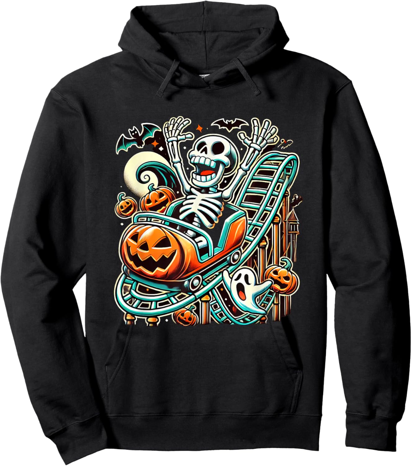 Halloween Skeleton Roller Coaster Hoodie - Hoodie | Black
