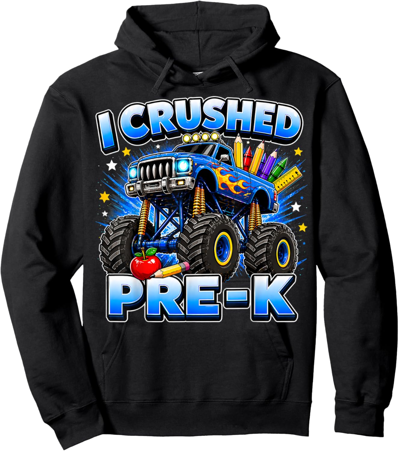 Graduation Pre-K Monster Truck Boys I Crushed Preschool Grad Hoodie - Hoodie | Black