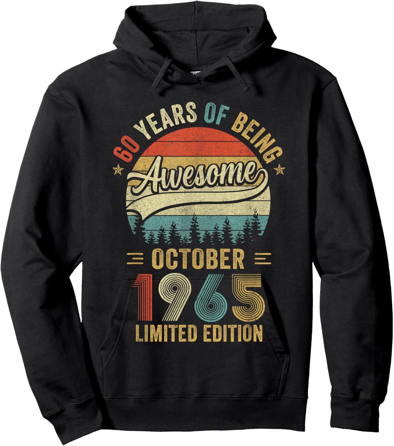 Vintage October 1965 Old 60Th Birthday Men Women Hoodie - Hoodie | Black