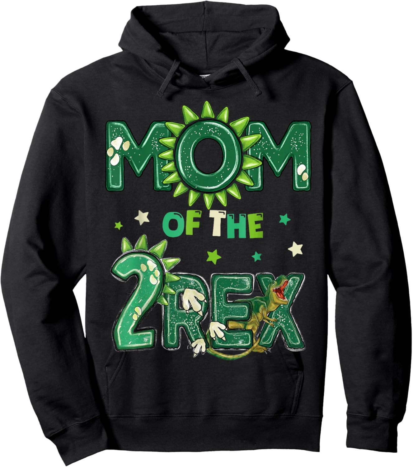 Mom of The Two Rex Birthday Dinosaur Family Matching Hoodie - Hoodie | Black
