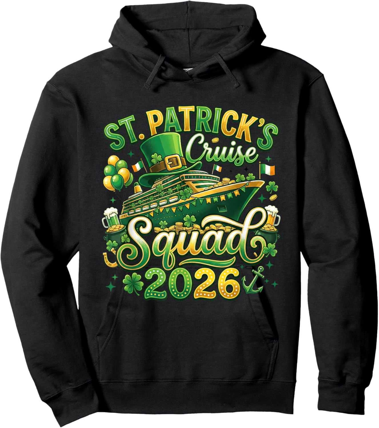 St Patricks Cruise Squad 2026 Irish Lucky Family Matching Hoodie - Hoodie | Black
