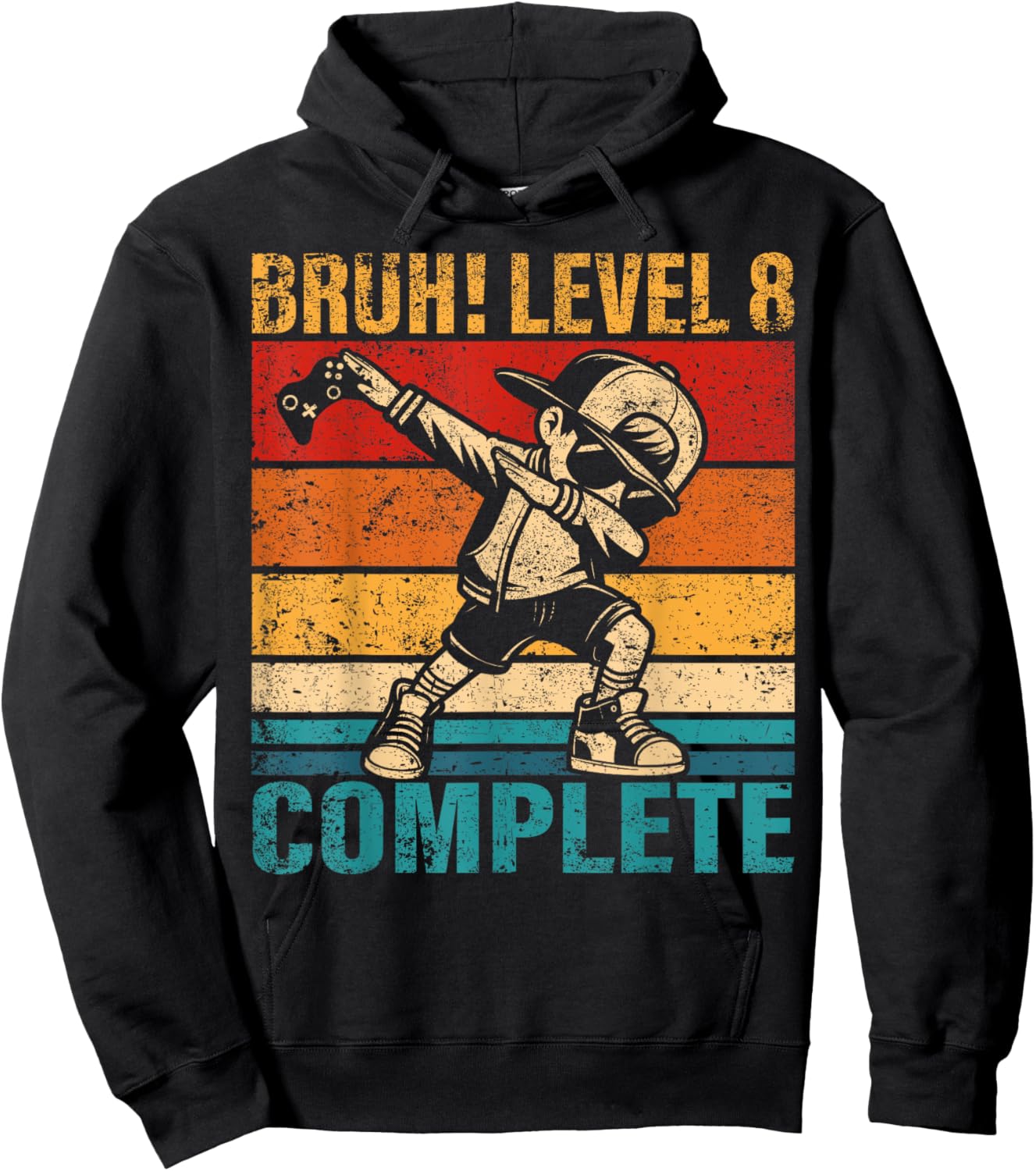 8 Years Old Birthday Dabbing Boy Bruh Level 8 Complete Hoodie - Hoodie | Black