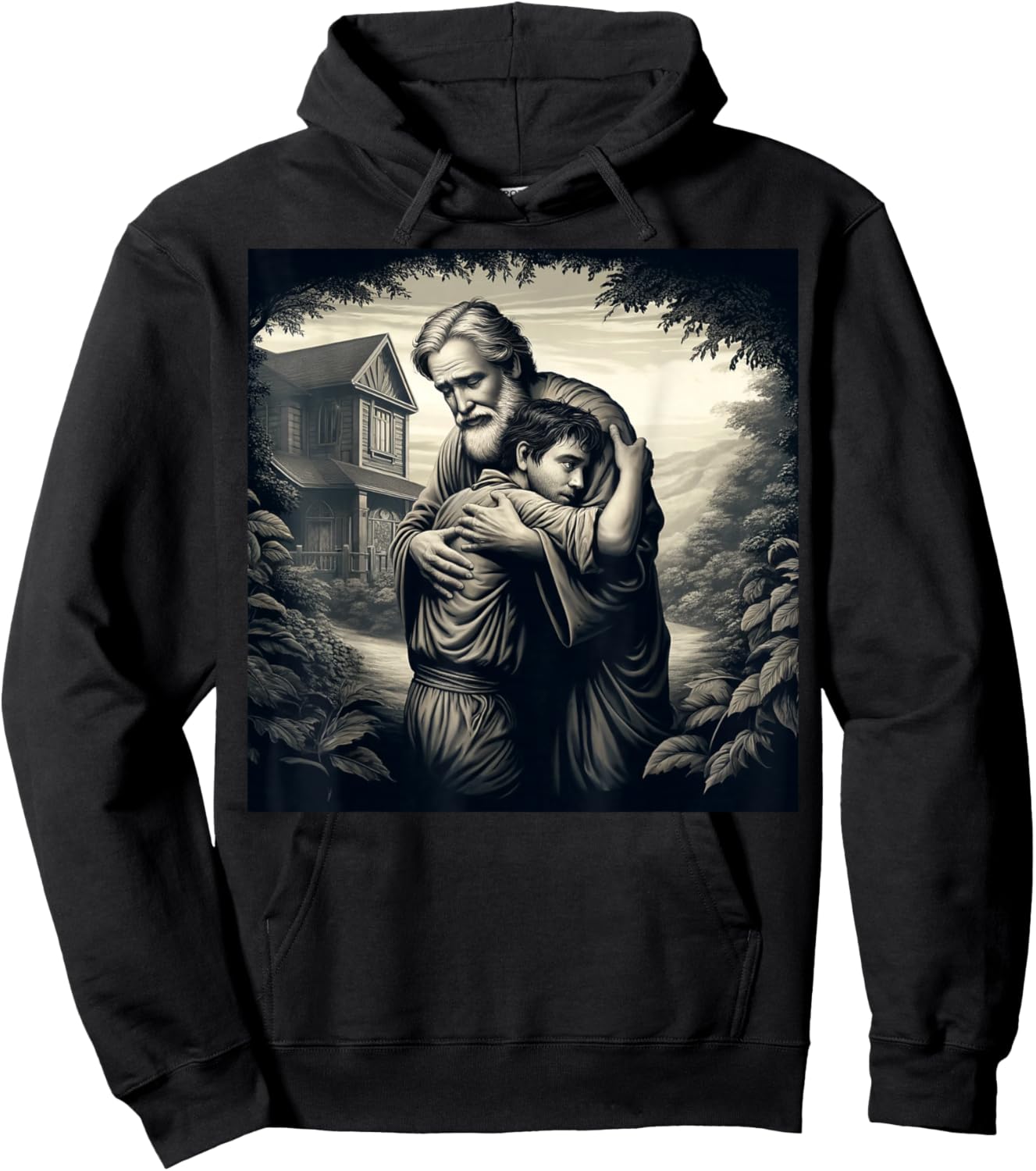 The Prodigal Son: father embracing his returned son: Luke 15 Hoodie - Hoodie | Black