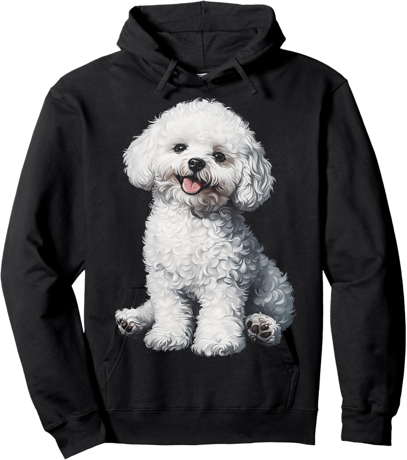 Bichon Frise Dog Motif Pet Illustration Bichon Frise Hoodie - Hoodie | Black