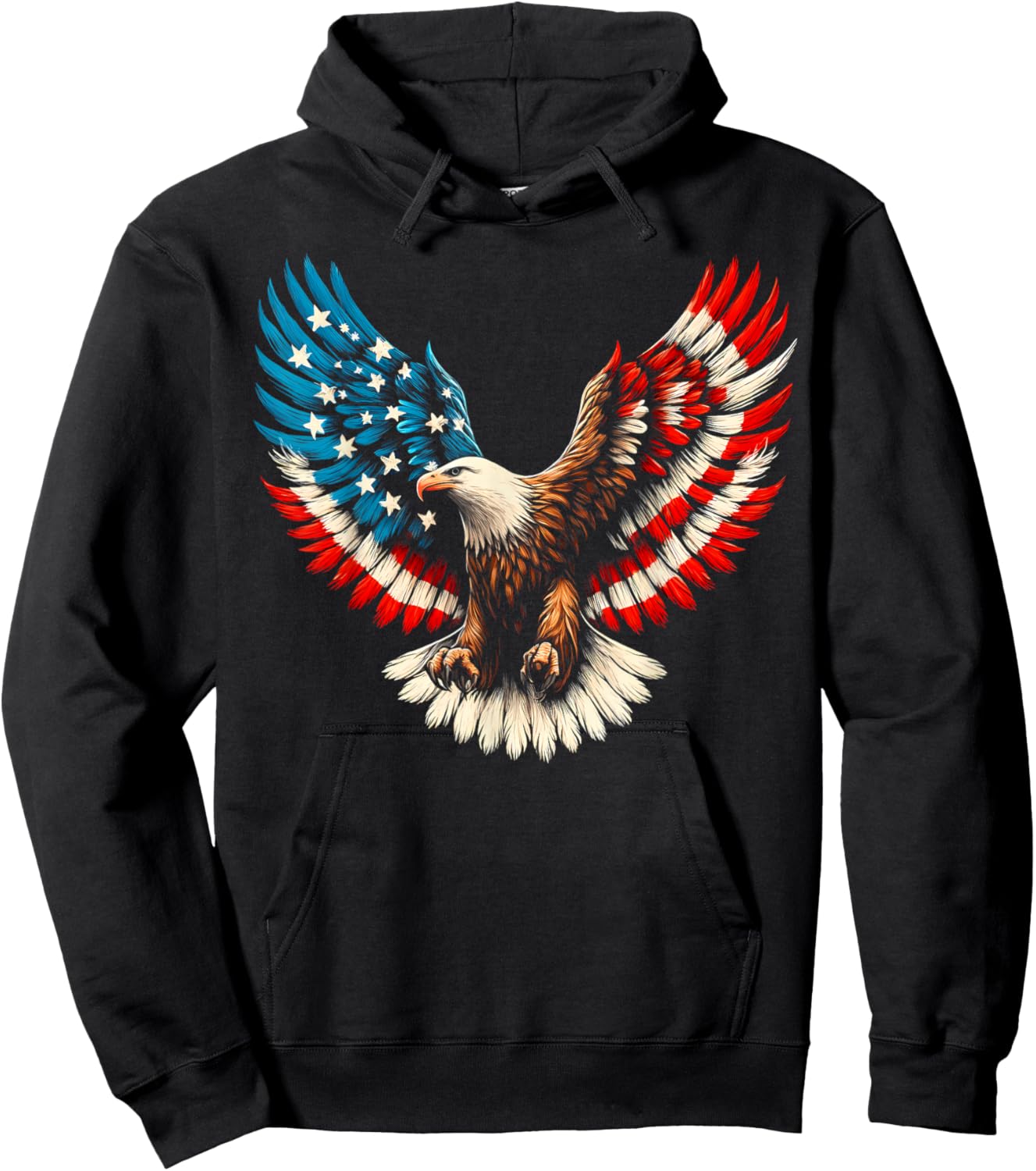 Bald Eagle & Patriotic American Flag 4th of July Hoodie - Hoodie | Black
