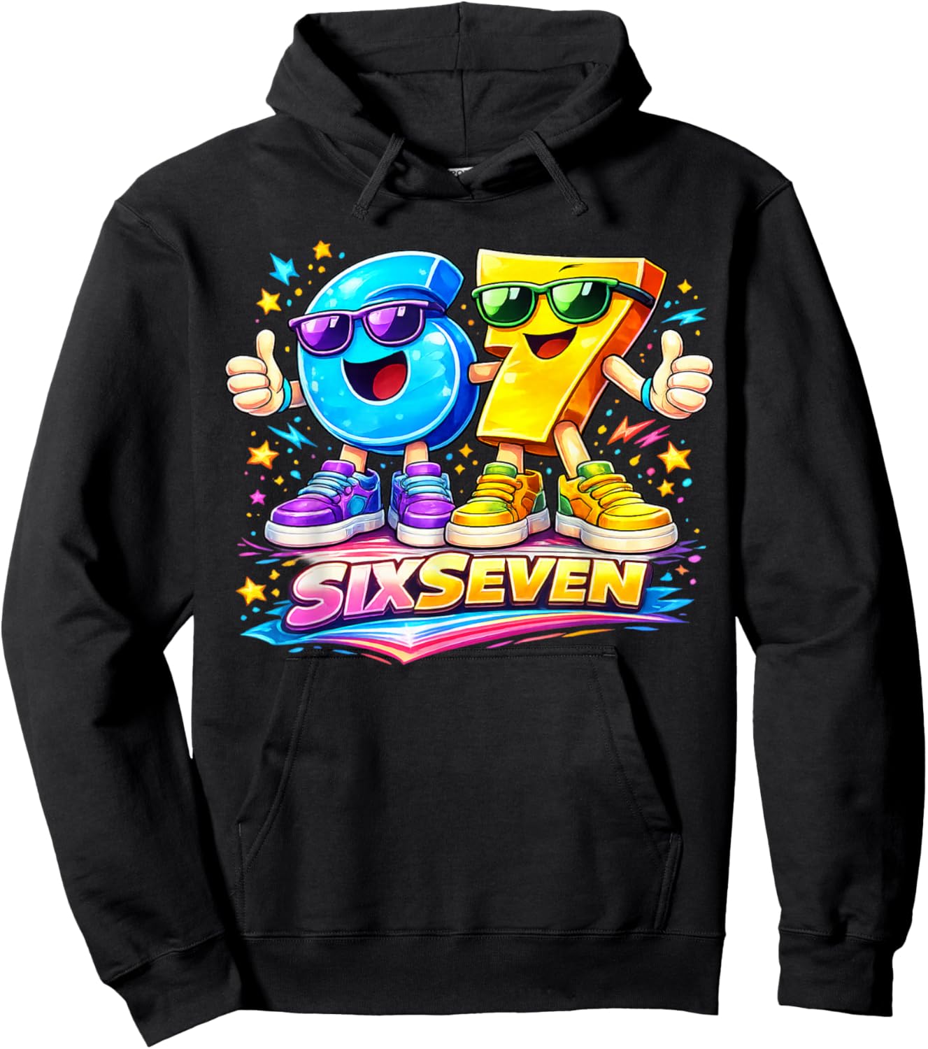 Six Seven 67 Meme lustiges Zahlen Design für Kinder Teenager Hoodie - Hoodie | Black