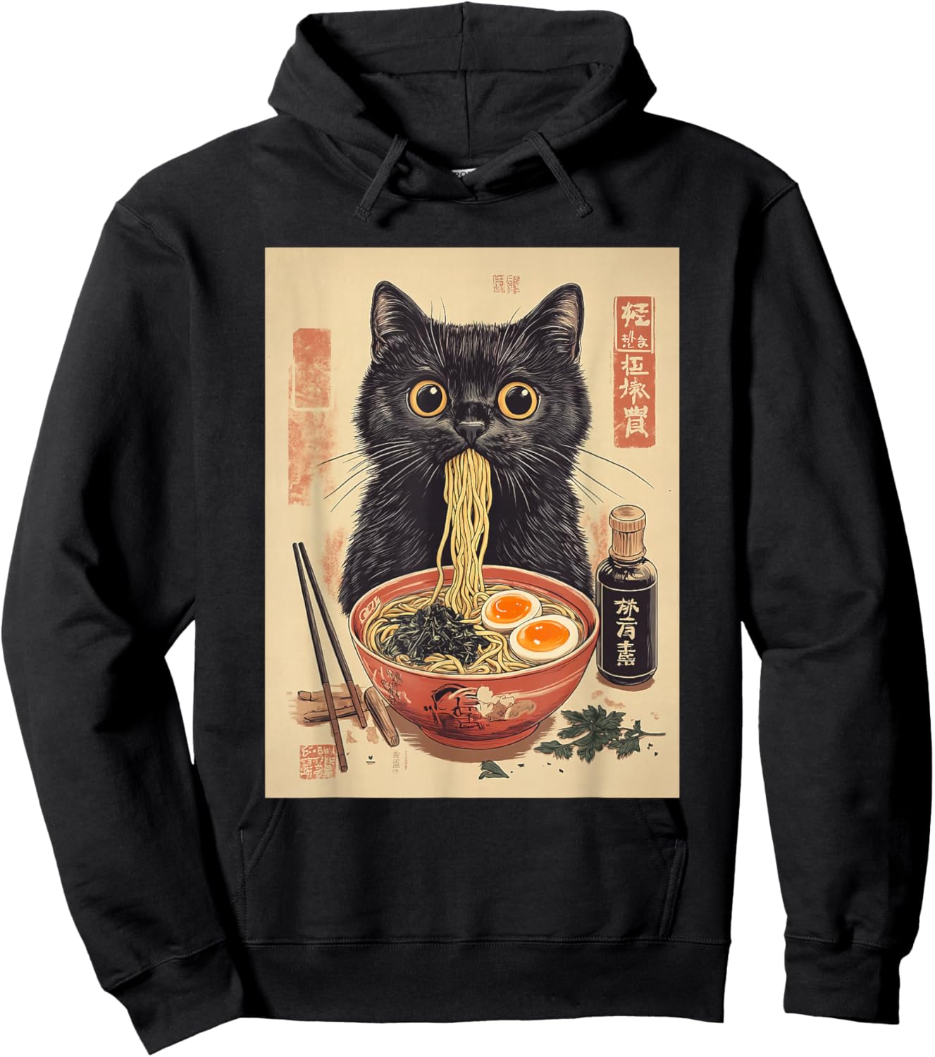 Kawaii Noodle Soup Anime Japanese Ramen Cat Girl Hoodie - Hoodie | Black