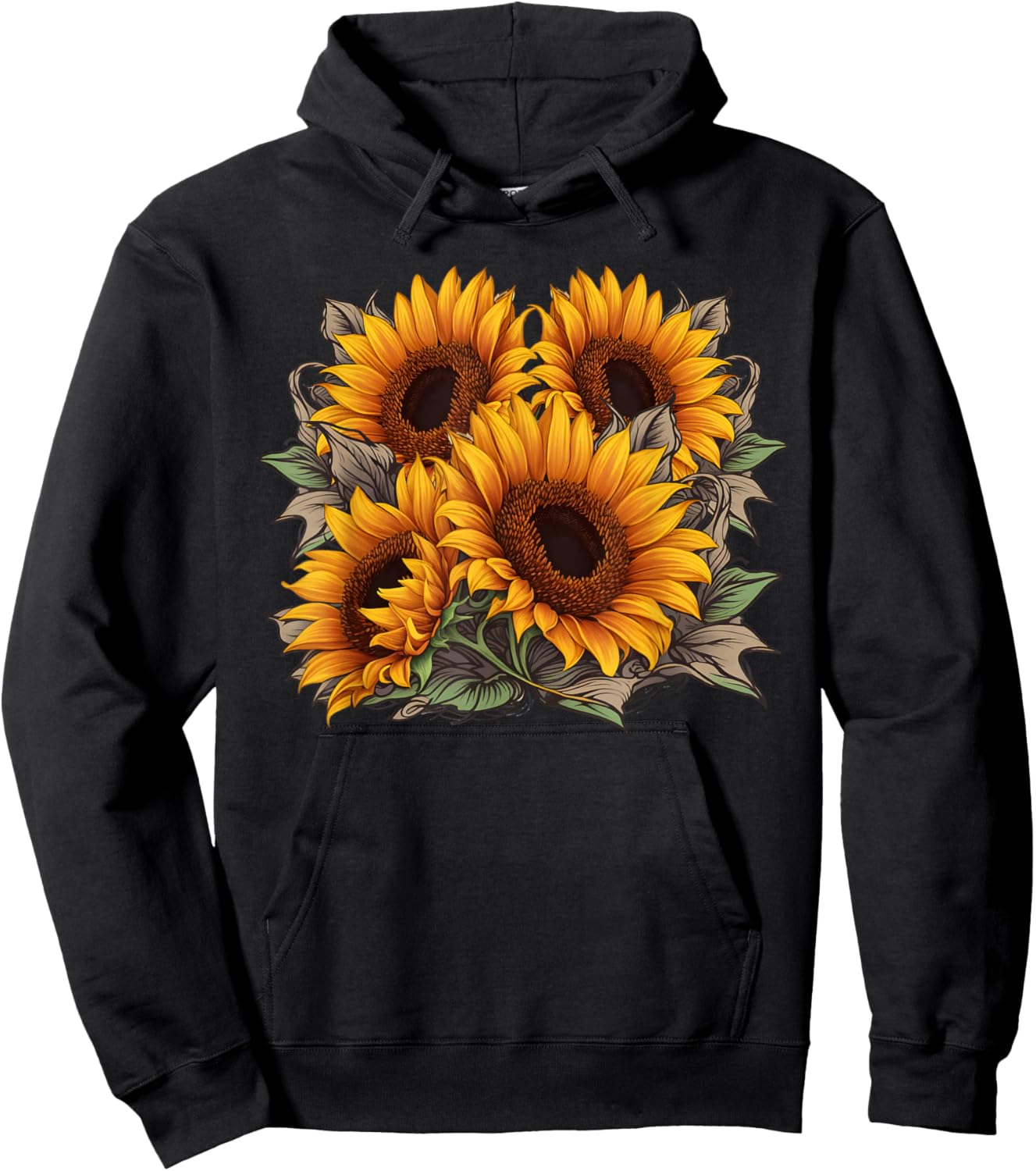 Vintage Sunflower Graphic Hoodie - Hoodie | Black