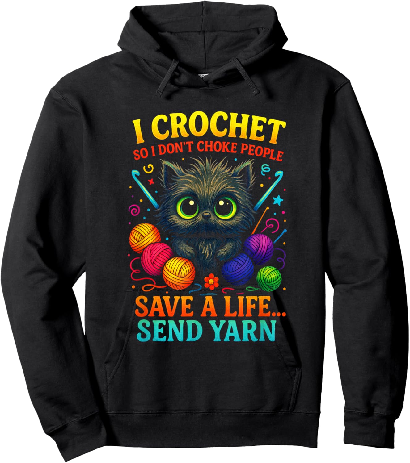 I Crochet - Funny Cat Yarn Life Saver Hoodie - Hoodie | Black