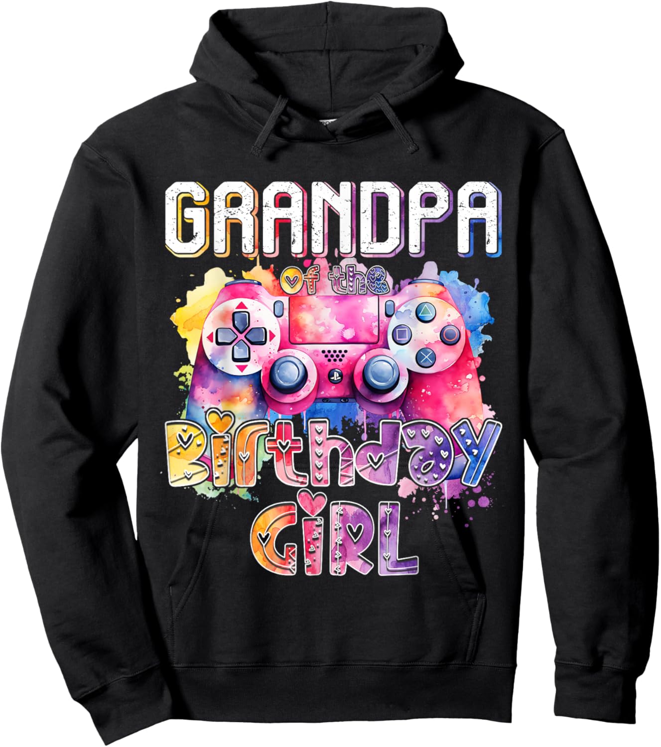 Grandpa of the Birthday Girl Matching Video Gamer Birthday Hoodie - Hoodie | Black