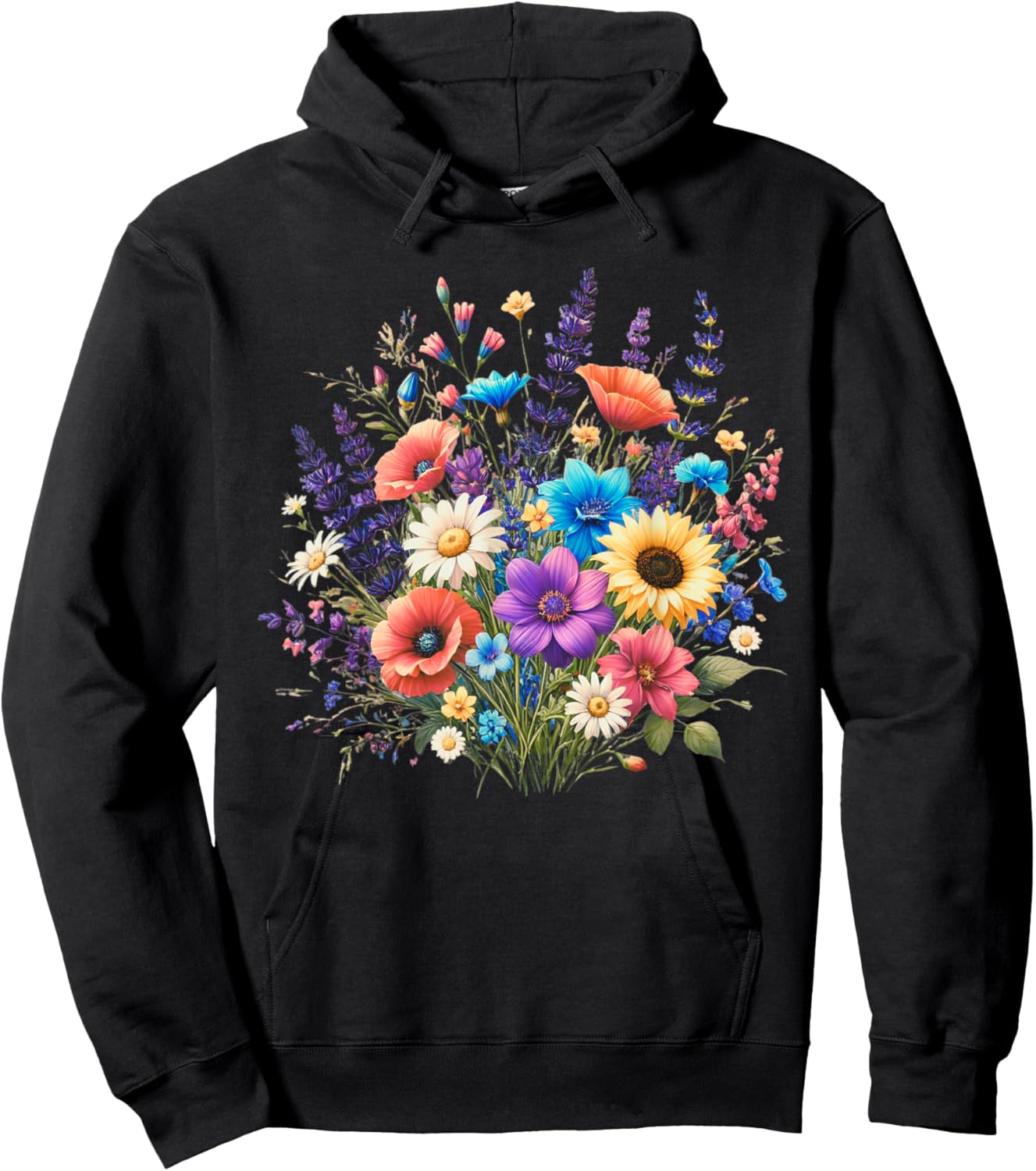 Wildflowers Flower Lover Floral Daisy Sunflower Botanical Hoodie - Hoodie | Black