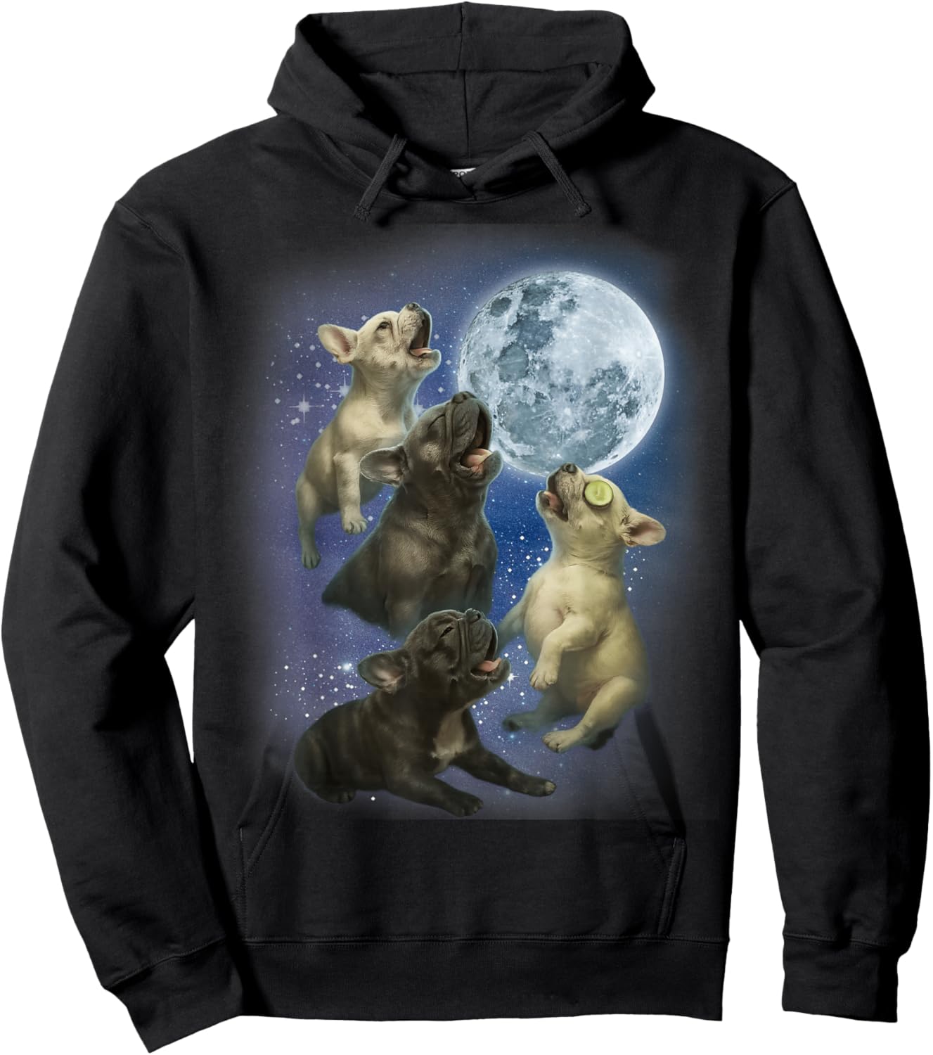 Pibble Howling at The Moon Gen Z Meme Dogs Lovers Men Women Hoodie - Hoodie | Black