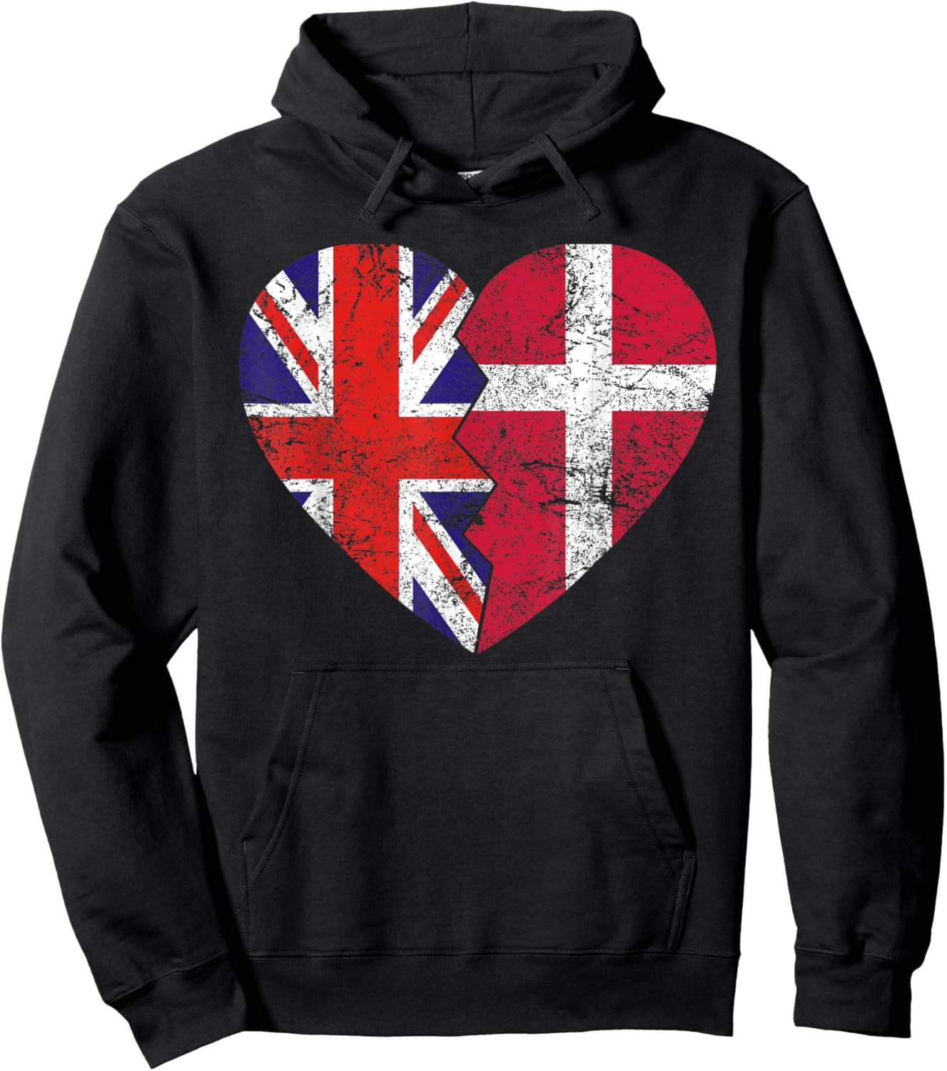 Danish British Flags Heart | United Kingdom Denmark Roots Hoodie - Hoodie | Black