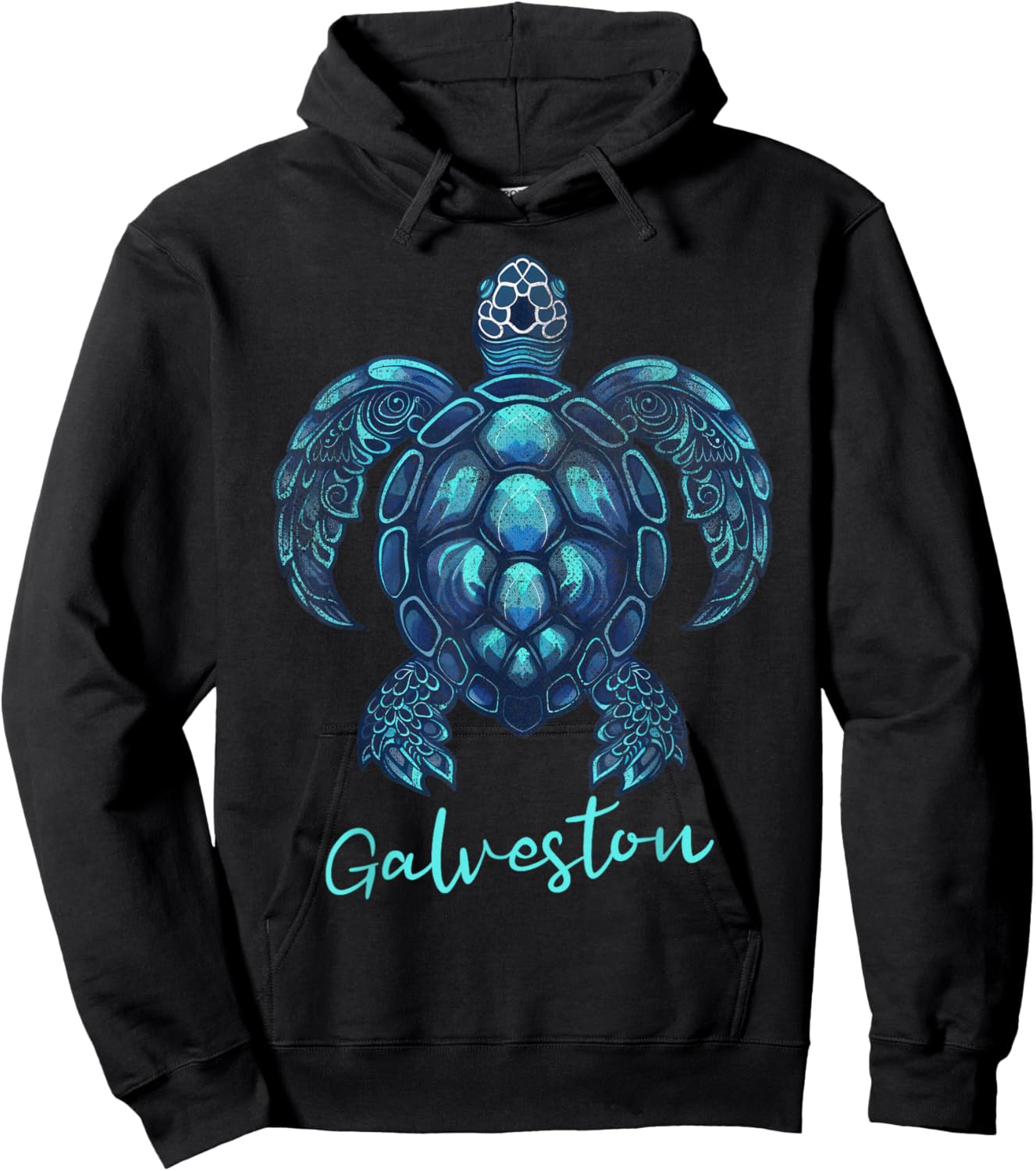 Galveston Texas TX | Water Turtle Hoodie - Hoodie | Black