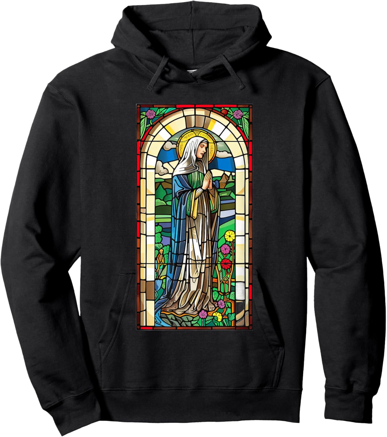 Saint Brigid Of Kildare Stained Glass Window Hoodie - Hoodie | Black