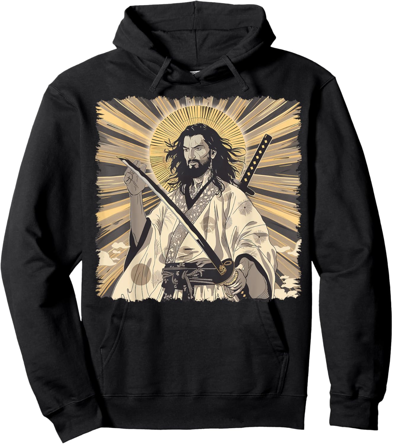 Jesus Christian Religious Japanese Art Samurai Hoodie - Hoodie | Black
