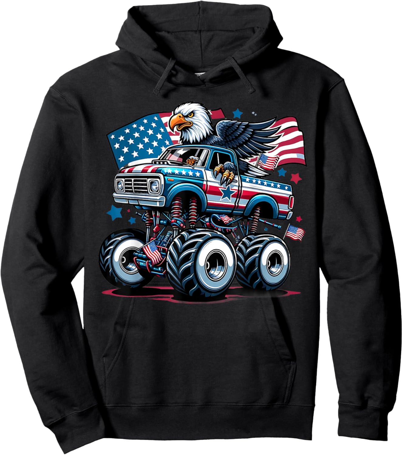 4th of July Shirts Boys American Flag USA Shirt Kids Eagle Hoodie - Hoodie | Black