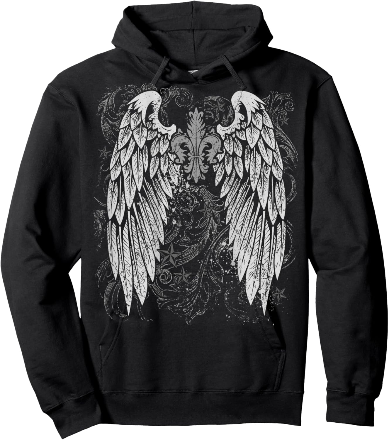 Grunge Wings Angel On Back y2k 2000s Goth Vintage Harajuku Hoodie - Hoodie | Black