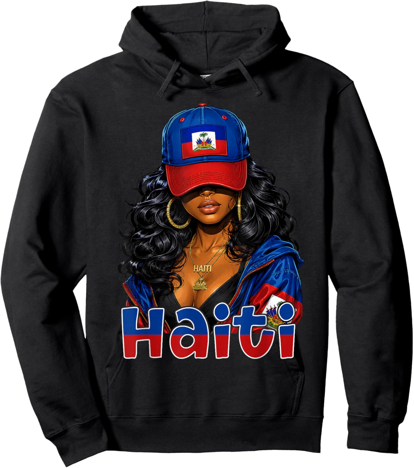 Haitian Girl Flag Day Haiti Independence Day Women Woman Hoodie - Hoodie | Black