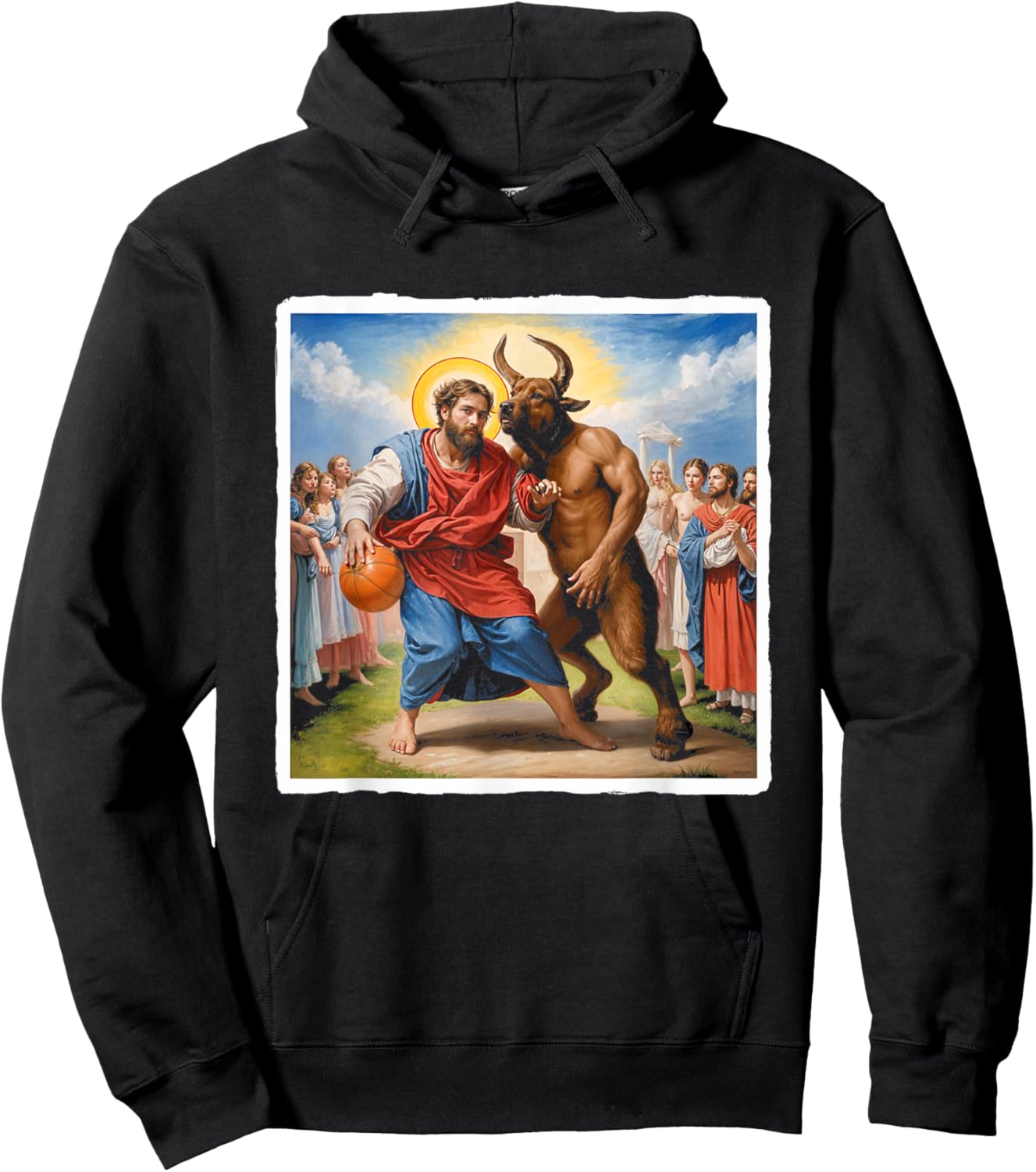 Jesus vs Satan Basketball Play Humor Sport Game Hoodie - Hoodie | Black