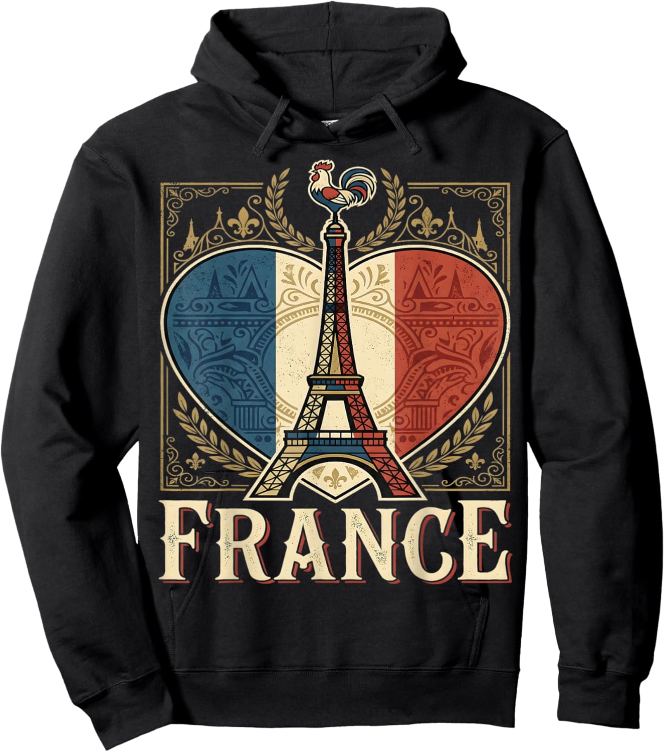 France Heart Vintage National Hoodie - Hoodie | Black